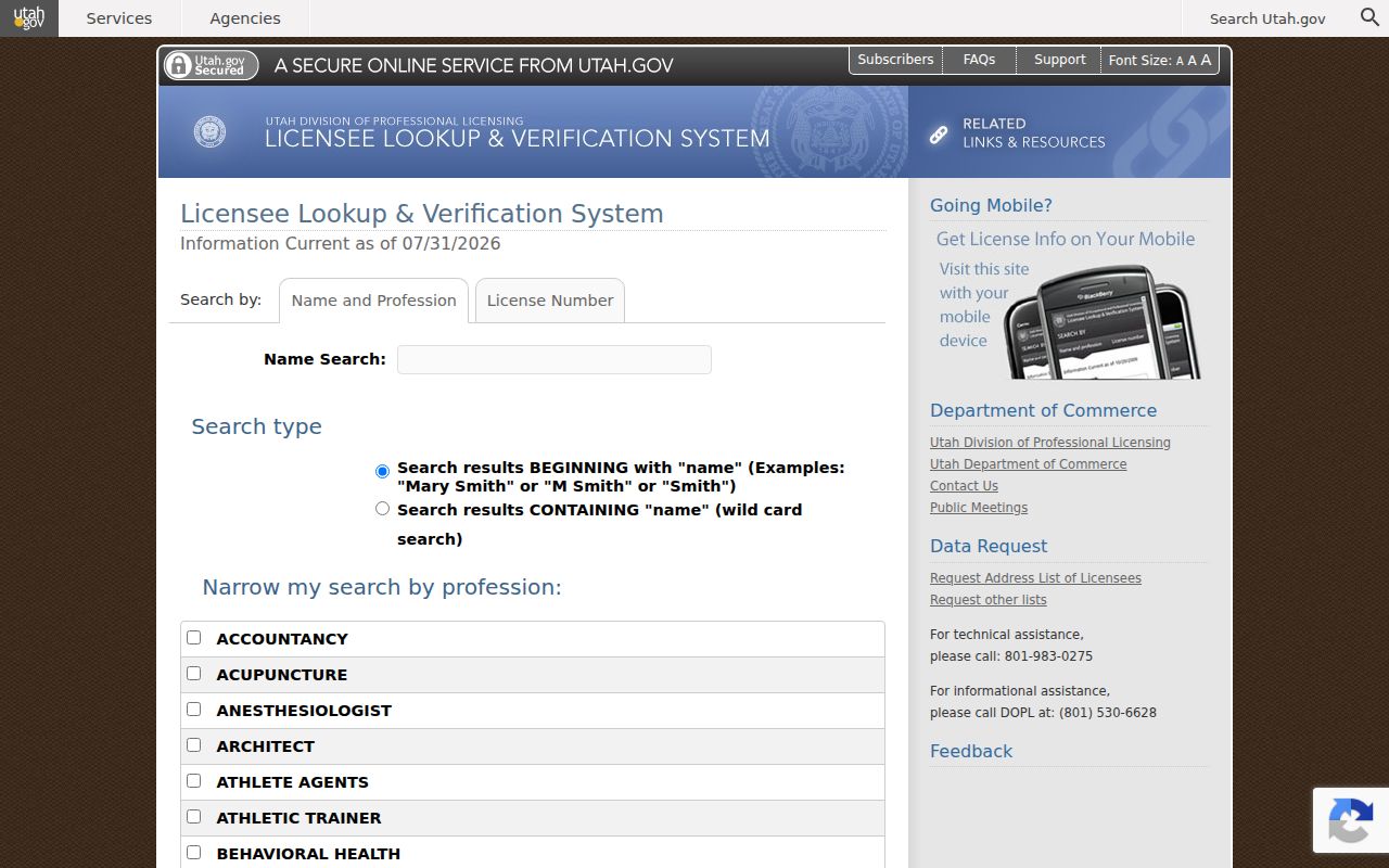 Lehi people search using Utah professional licenses