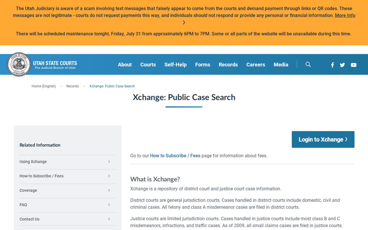 Lehi people search through Utah XChange courts