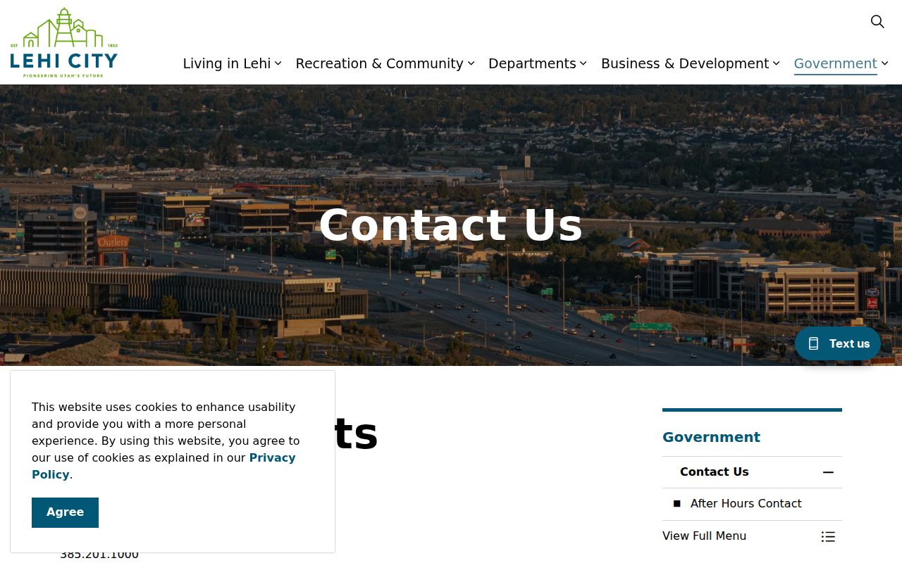 Lehi public records city department contact directory
