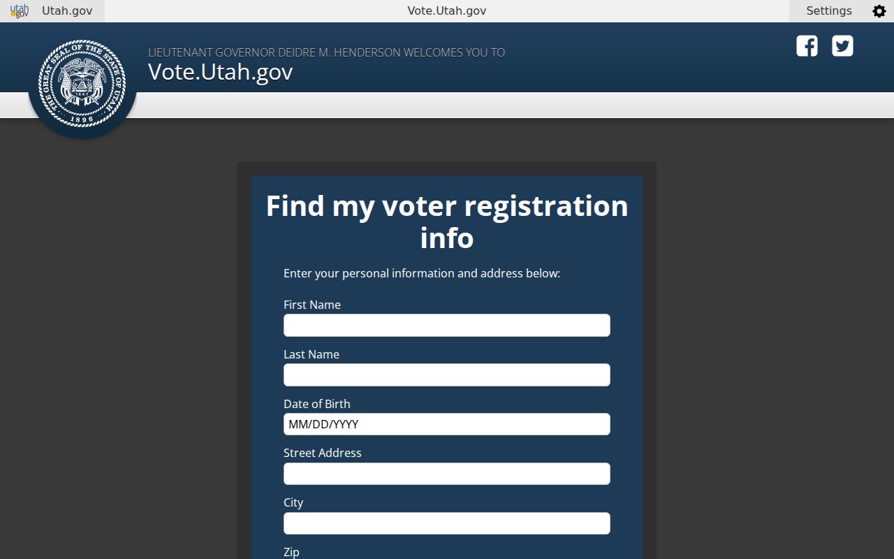 Lehi voter registration records six-field lookup form